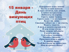 День зимующих птиц в России День зимующих птиц в России.